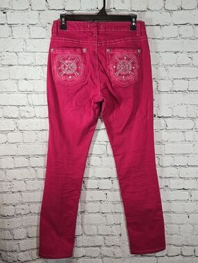 Nine West Embellished Hot Pink Straight Leg Jeans Size 6/28